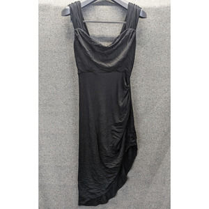ASOS Asymmetrical Skirt Ruched Jersey Knit Sleeveless Dress US Size 4 Black